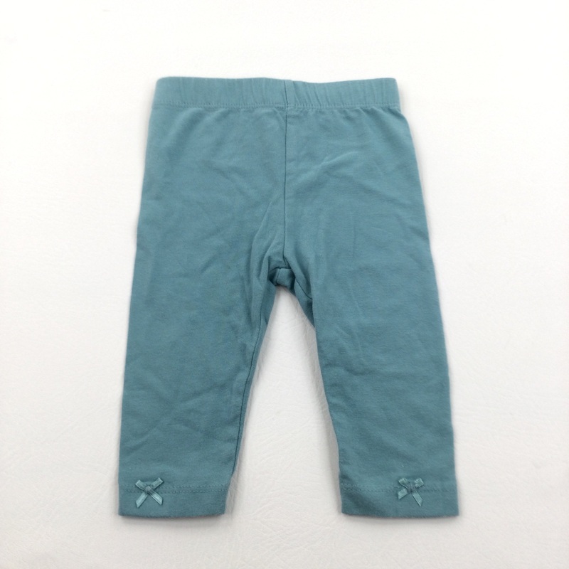 Sage Green Leggings with Bow Hems - Girls 3-6 Months
