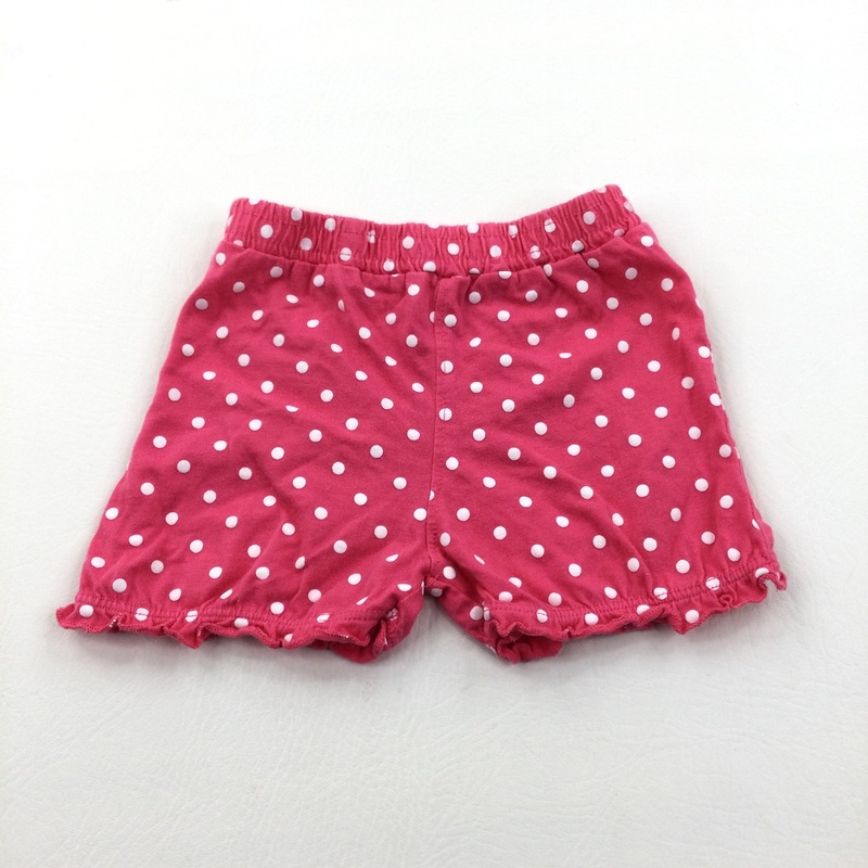 Spotty Pink & White Lightweight Jersey Shorts - Girls 3-6 Months