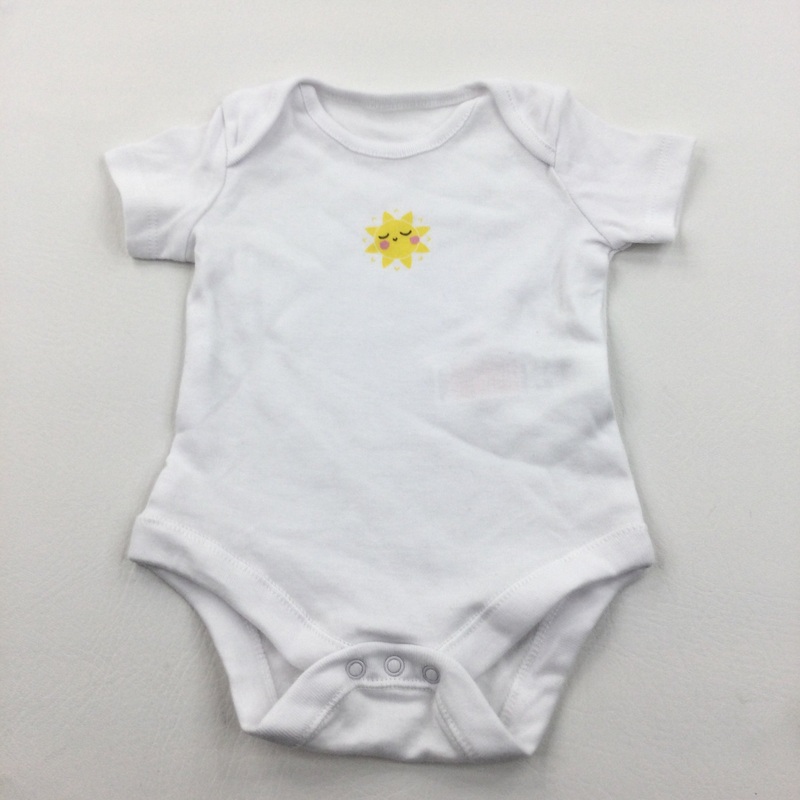 Sun White Short Sleeve Bodysuit - Girls 0-3 Months