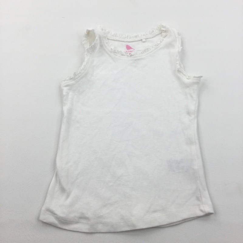 White Vest Top with Frill Detail - Girls 3-4 Years