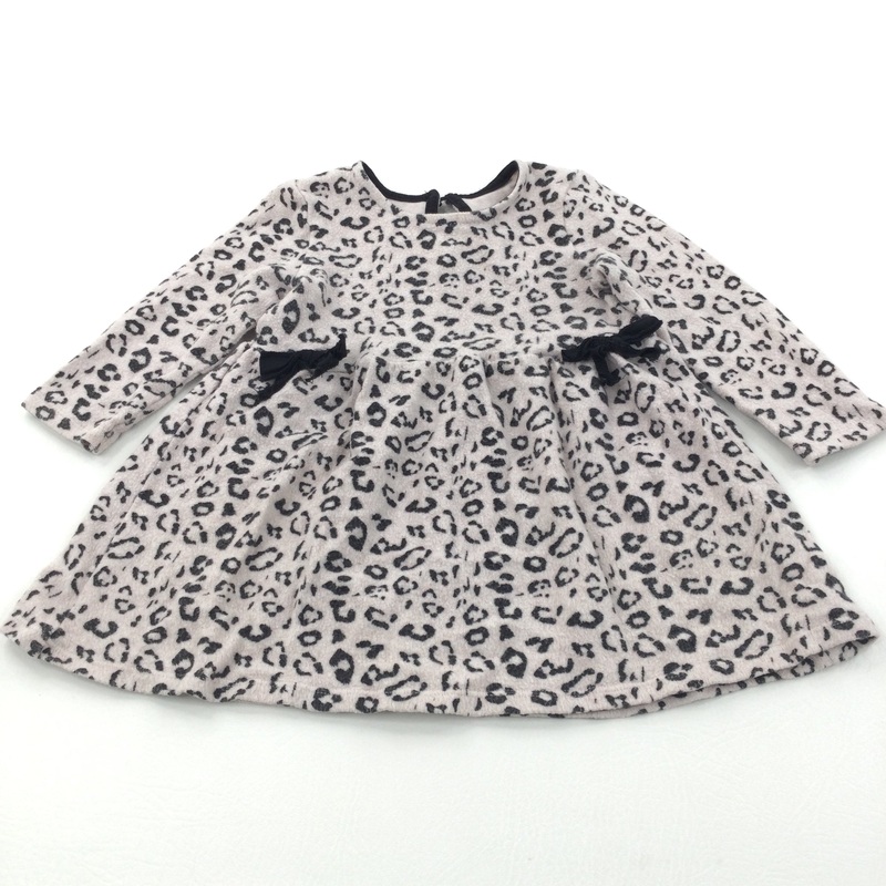 Animal Print Pale Pink & Black Dress - Girls 9-12 Months