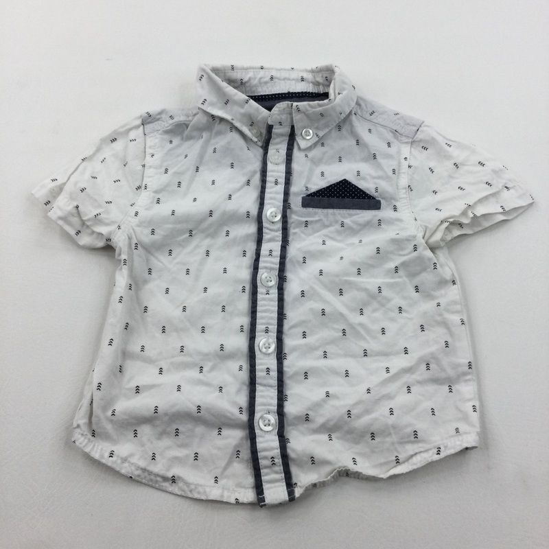 Arrows Navy & White Cotton Shirt - Boys 18-24 Months