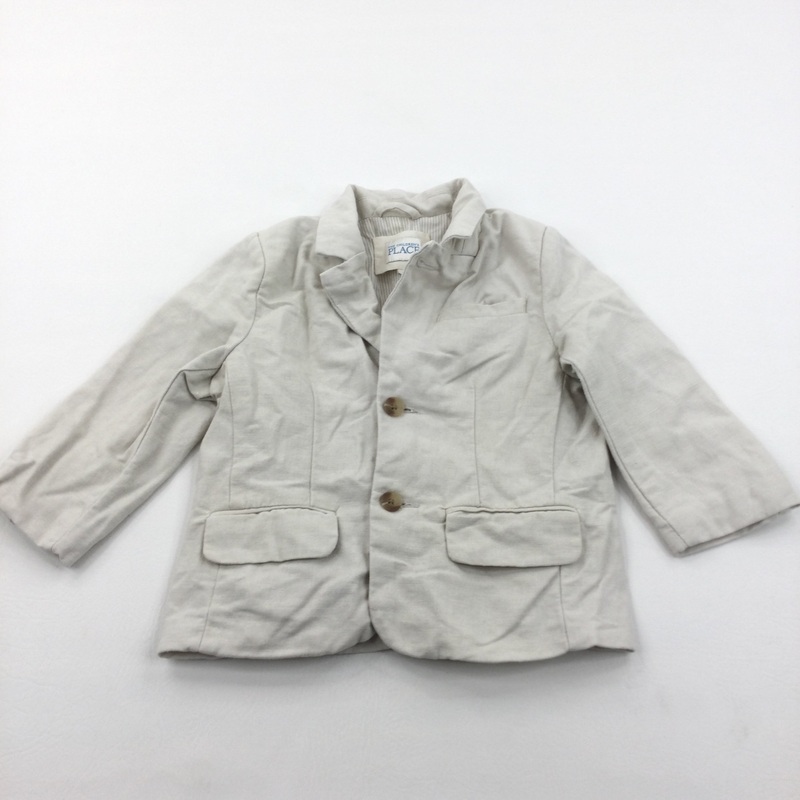 Beige Lined Linen & Cotton Jacket - Boys 2-3 Years