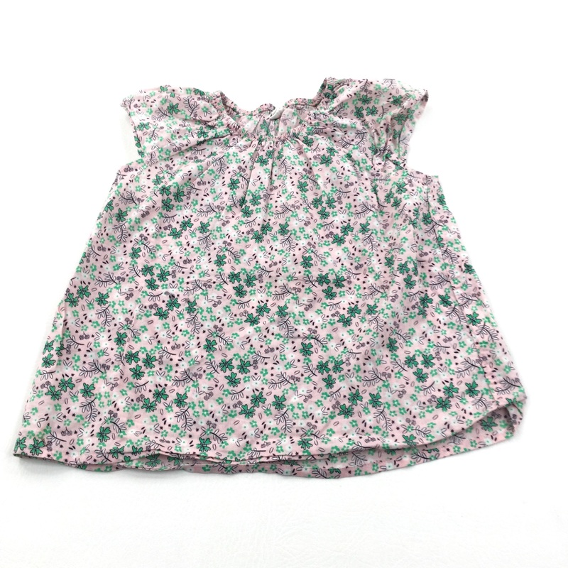 Flowers Green & Pink Cotton Blouse - Girls 12-18 Months