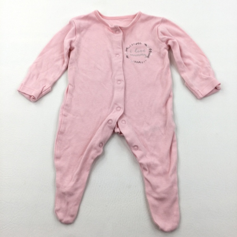 'I Love Mummy' Pink Babygrow with Integrated Mitts - Girls Newborn