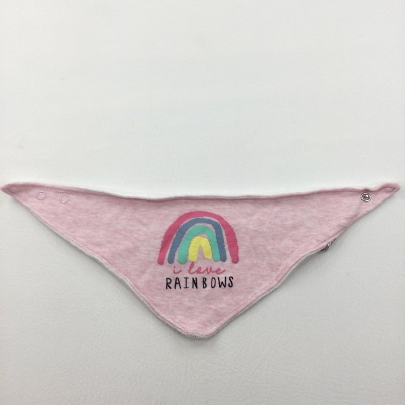 'I Love Rainbows' Pink Mottled Dribble Bib - Girls 0-3 Months