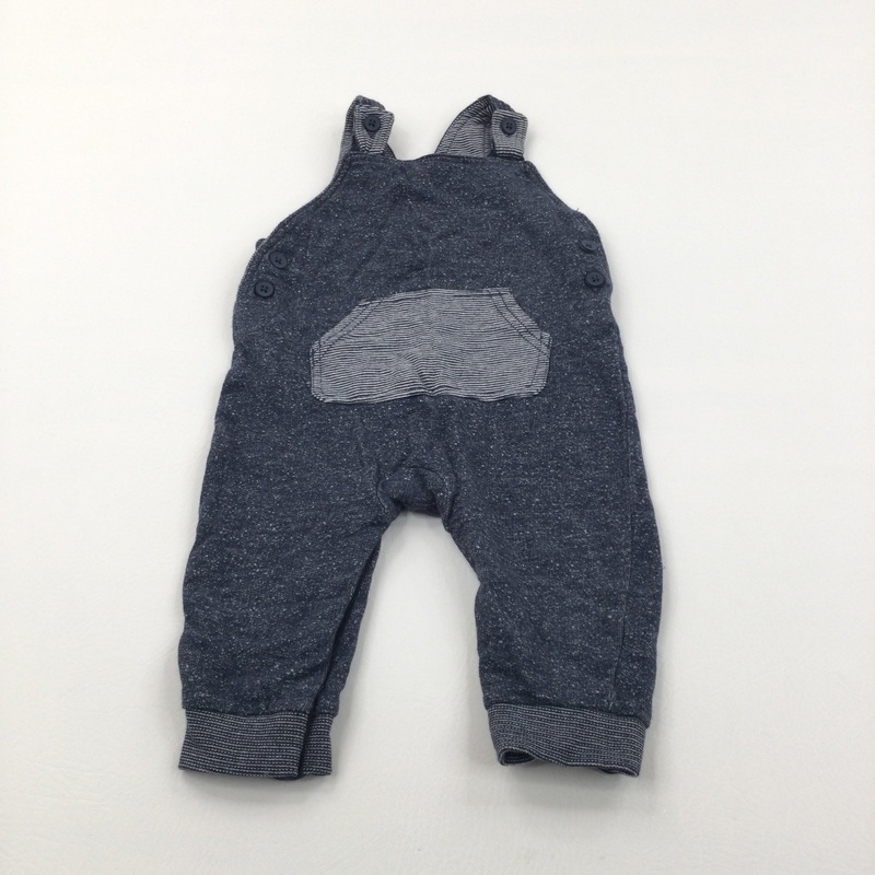 Navy Mottled Jersey Dungarees - Boys 6-9 Months