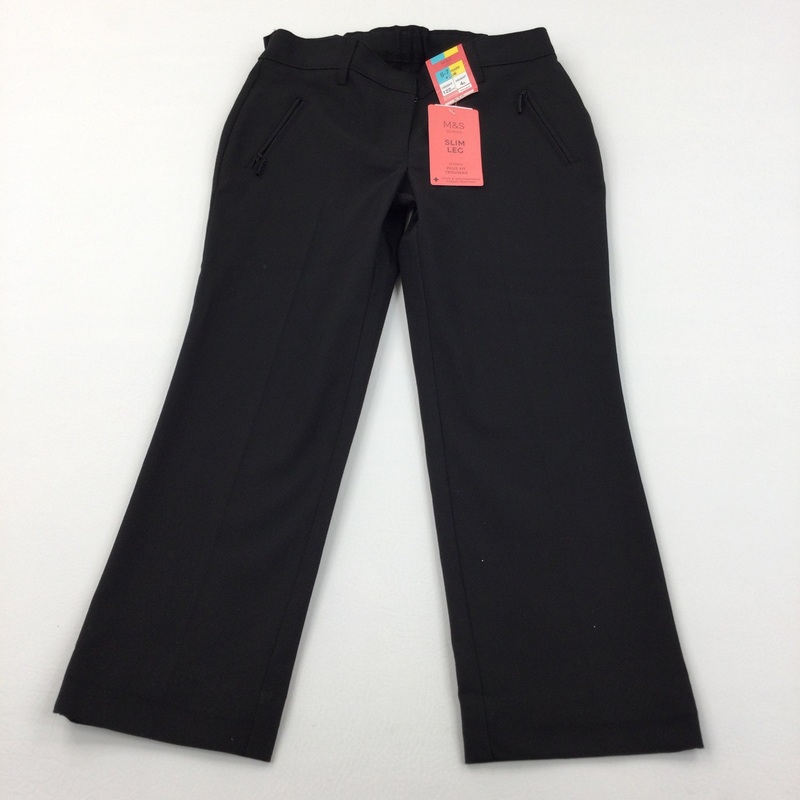 **NEW** Black Slim Leg School Trousers with Adjustable Waistband - Girls 6-7 Years