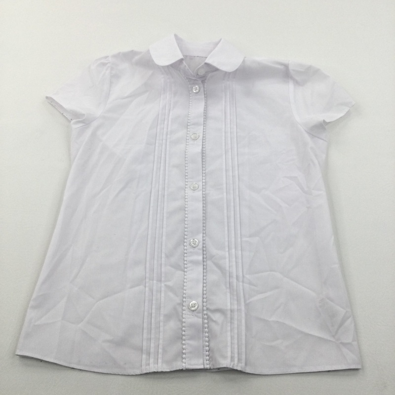 Pleated White Cotton School Blouse - Girls 9-10 Years
