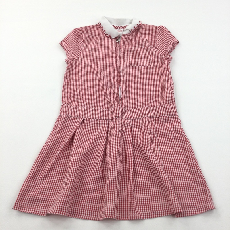 Red Gingham School Dress - Girls 7-8 Years