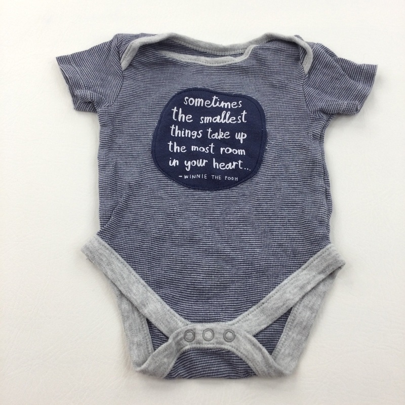 'Sometimes The Smallest Things' Navy & Grey Short Sleeve Bodysuit - Boys 3-6 Months