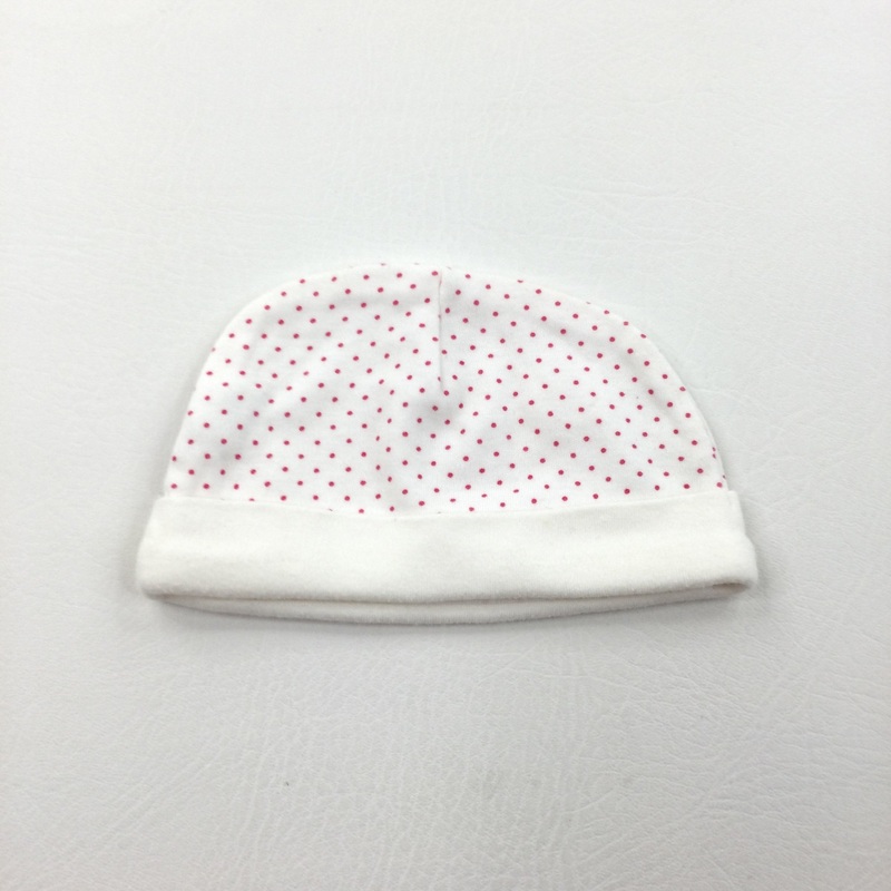 Spotty Pink & White Jersey Hat - Girls Newborn