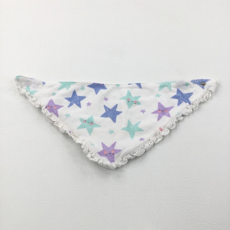 Stars Blue, Purple, Green & White Dribble Bib - Girls 0-6 Months
