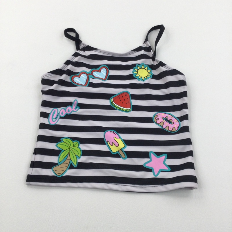 Summery Images Navy & White Striped Sun/Beach Top - Girls 7-8 Years