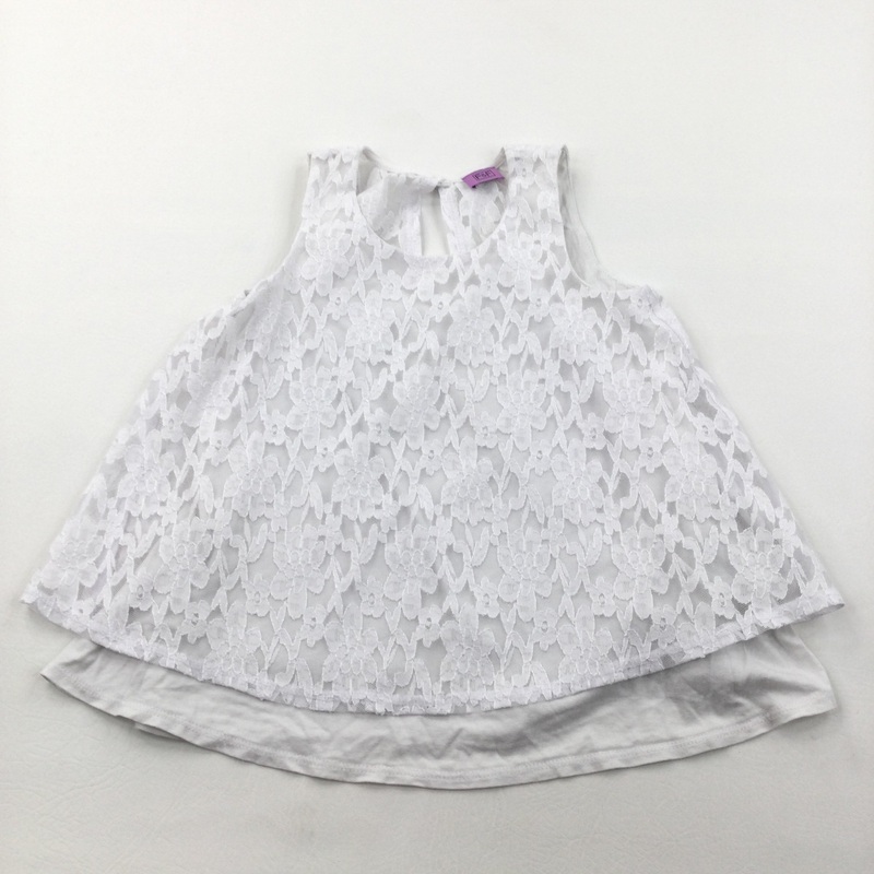 White Cotton Blouse with Lacey Overlay - Girls 6-7 Years