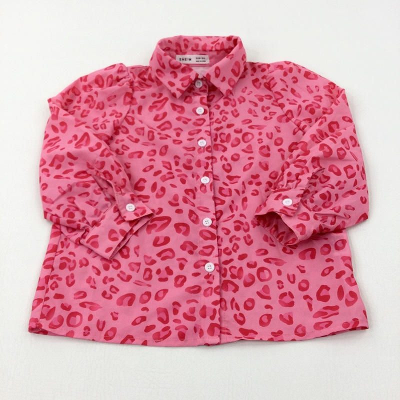 Animal Print Pink Long Sleeve Shirt - Girls 3-4 Years
