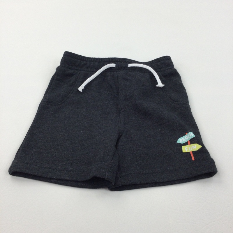 'Beach Fun' Charcoal Grey Jersey Shorts - Boys 12-18 Months