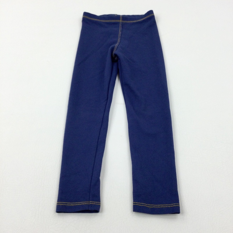 Blue Denim Effect Leggings - Girls 3-4 Years