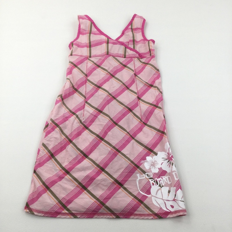 'Board Dept' Pink & Green Checked Cotton Sun Dress - Girls 8-9 Years
