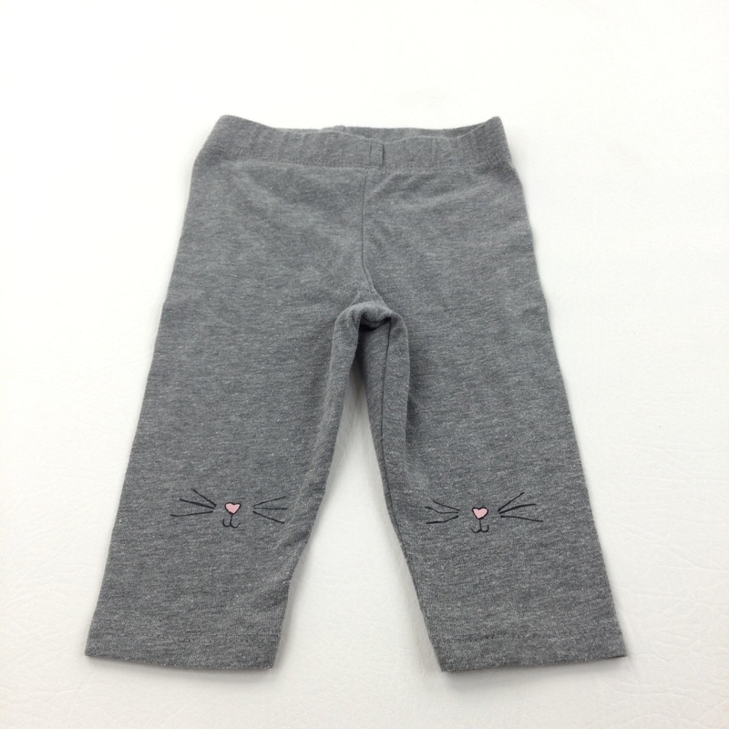 Cat Faces Grey Leggings - Girls 3-6 Months