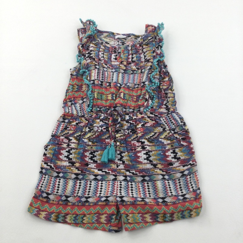 Colourful Patterned Viscose Playsuit - Girls 3-4 Years