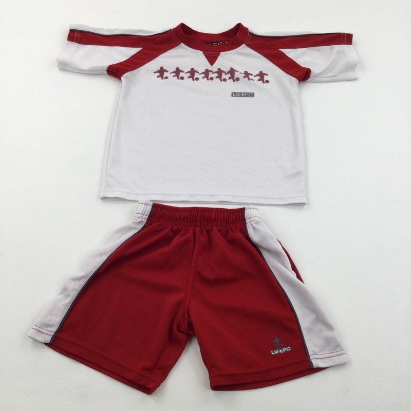 Red & White Football Shirt & Shorts Set - Boys 5-6 Years