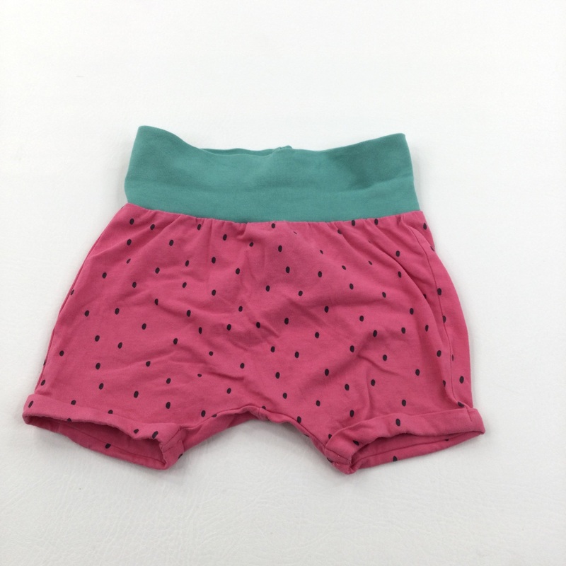 Strawberry Pink & Green Jersey Shorts - Girls 6-9 Months