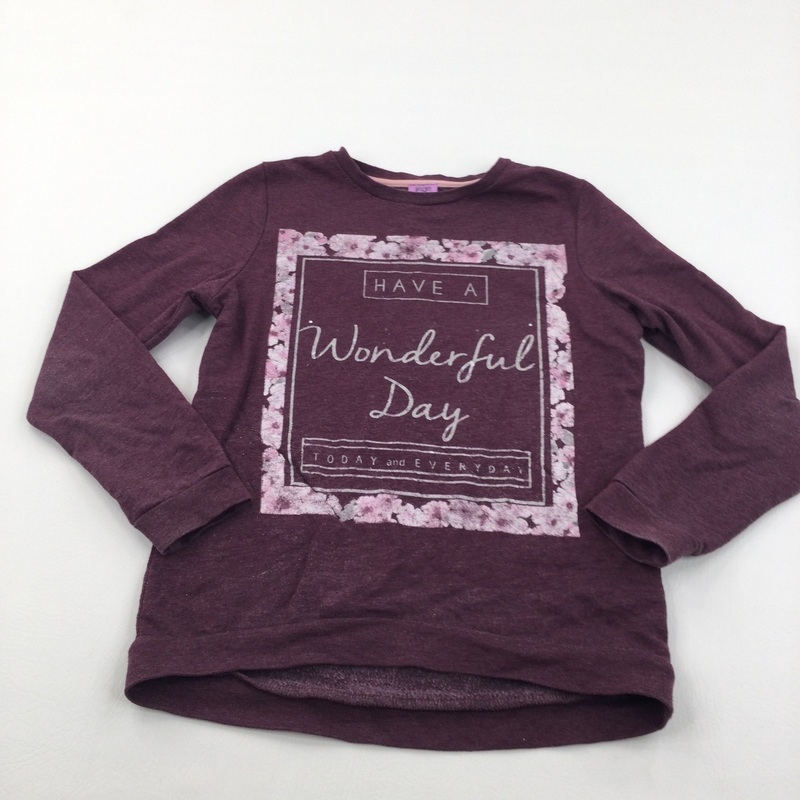 'Have A Wonderful Day' Glittery Mauve Lightweight Sweatshirt - Girls 11-12 Years