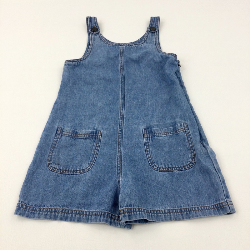 Mid Blue Denim Dungaree Playsuit - Girls 6-7 Years