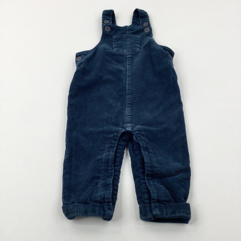 Navy Lined Cord Dungarees - Boys 12-18 Months
