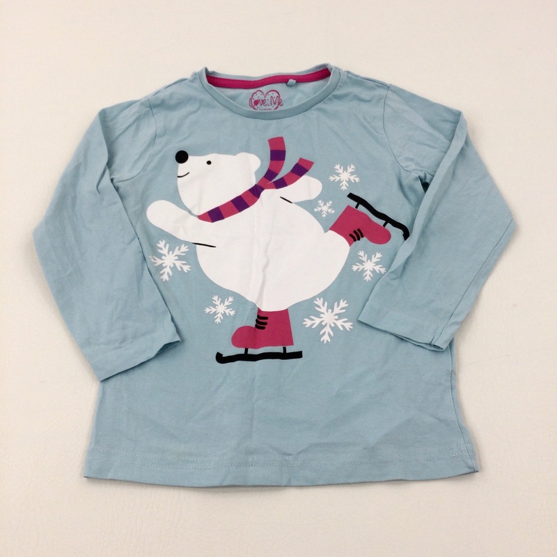 Polar Bear Ice Skating Blue Long Sleeve Top - Girls 5-6 Years
