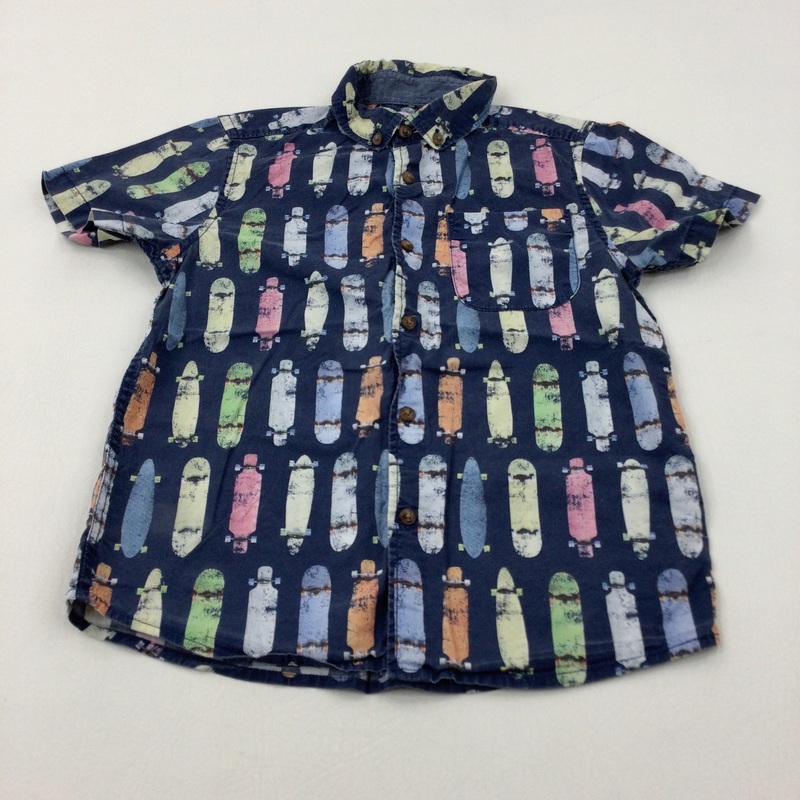 Skateboards Navy Short Sleeve Shirt - Boys 6-7 Years