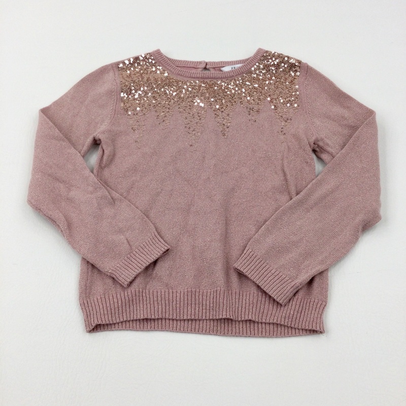 Sparkly Sequinned Pink Knitted Jumper - Girls 5-6 Years