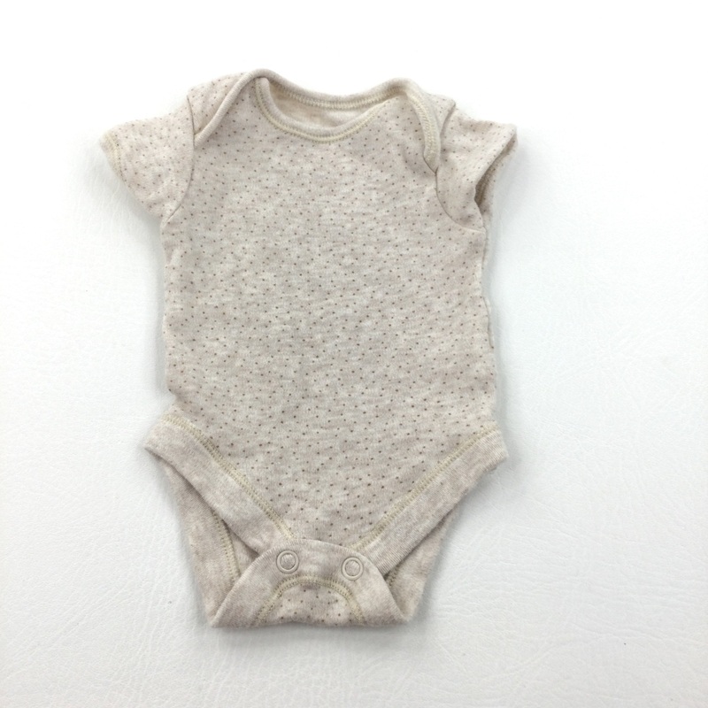 Spotty Oatmeal Short Sleeve Bodysuit - Boys/Girls Tiny Baby