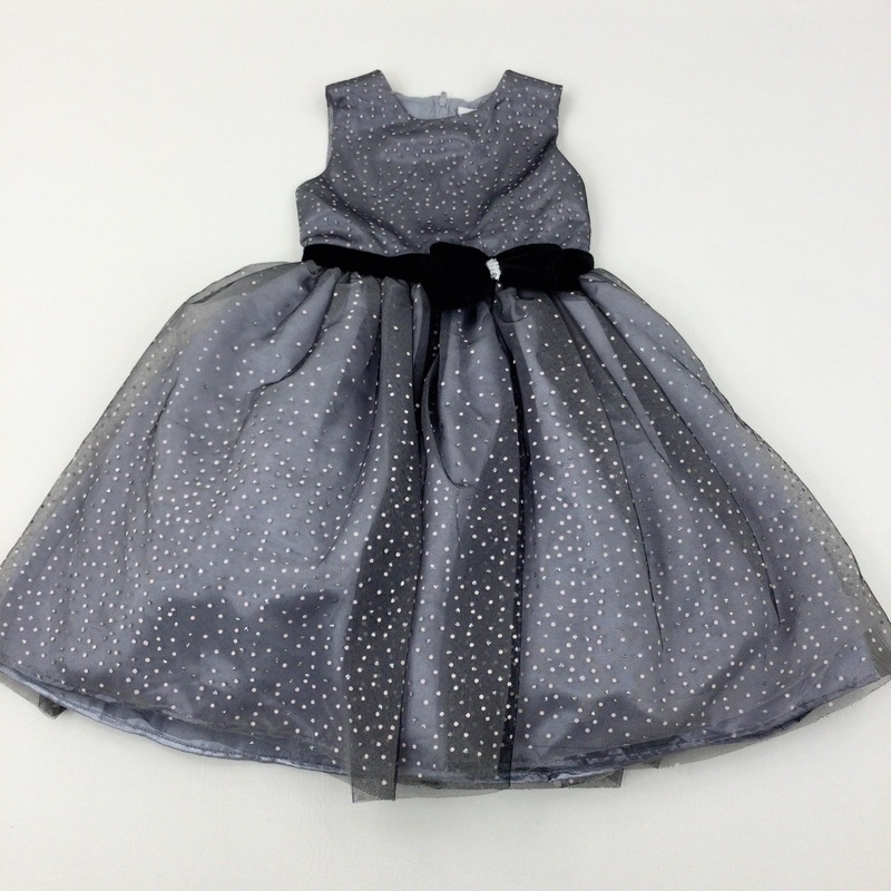 Spotty Sparkly Grey Party Dress - Girls 5-6 Years