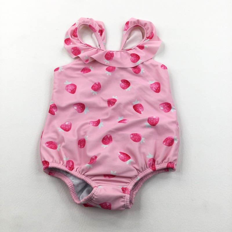 Strawberries Pink Swimming Costume with Swim Nappy - Girls 2-3 Years