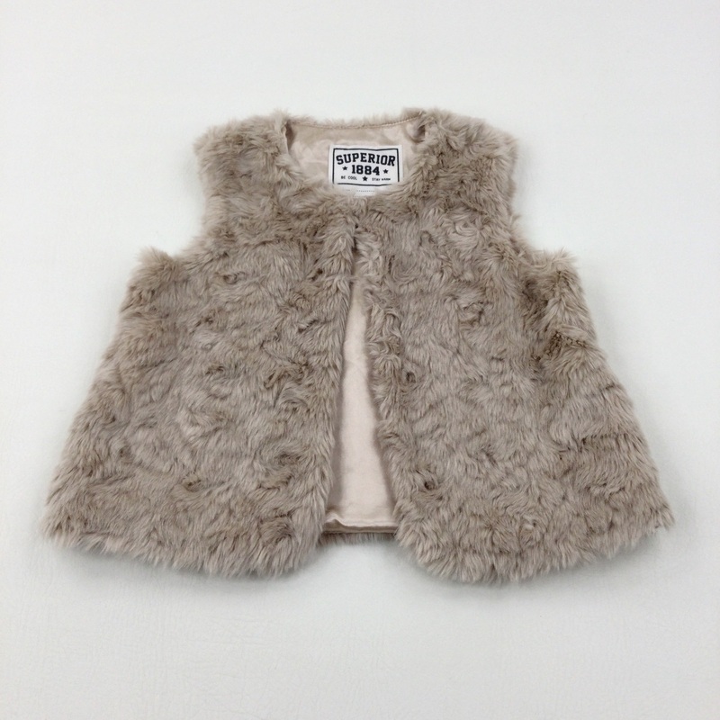 Taupe Fluffy Gilet - Girls 5-6 Years