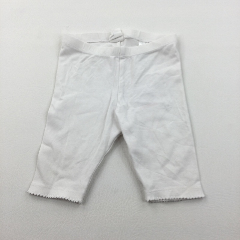 White Cropped Leggings - Girls 4-6 Months
