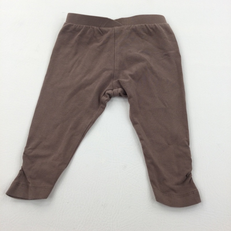 Brown Leggings with Rouched Hems - Girls 6-9 Months