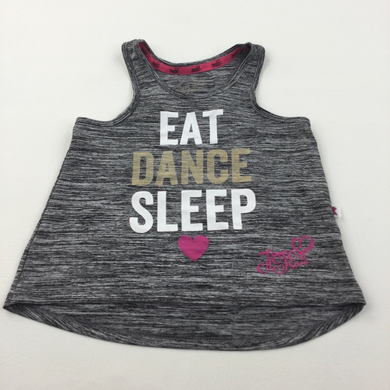 'Eat Dance Sleep' Black Mottled Sports Style Vest Top - Girls 5-6 Years