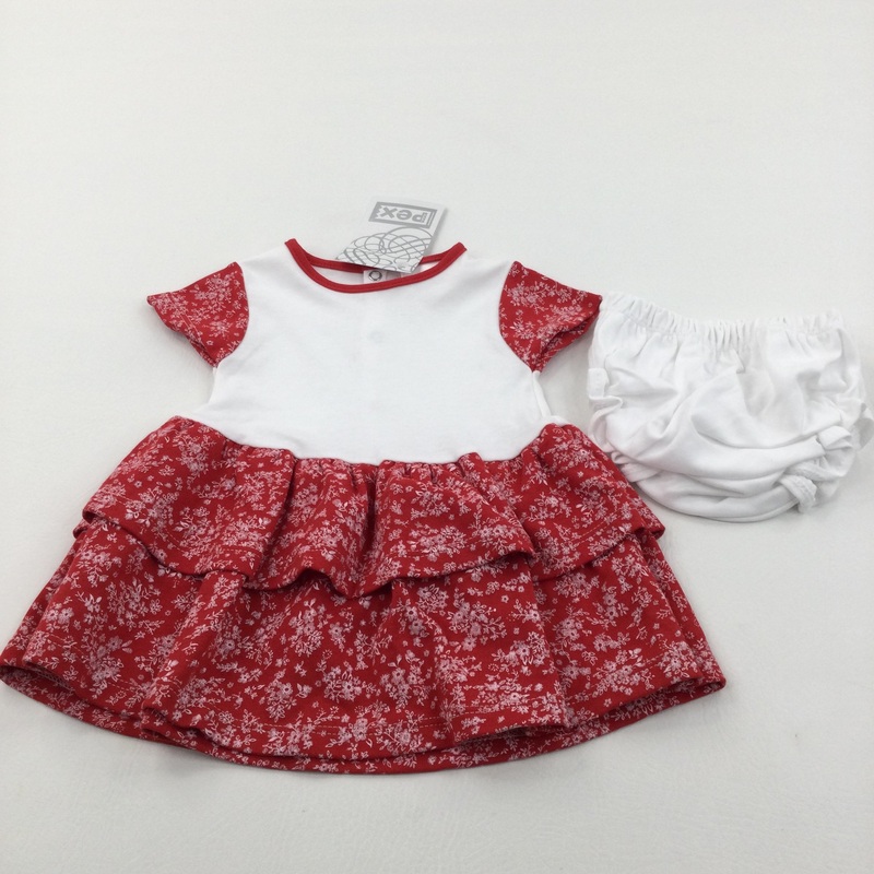 **NEW** Flowers Red & White Jersey Dress & Nappy Pants Set - Girls 9-12 Months