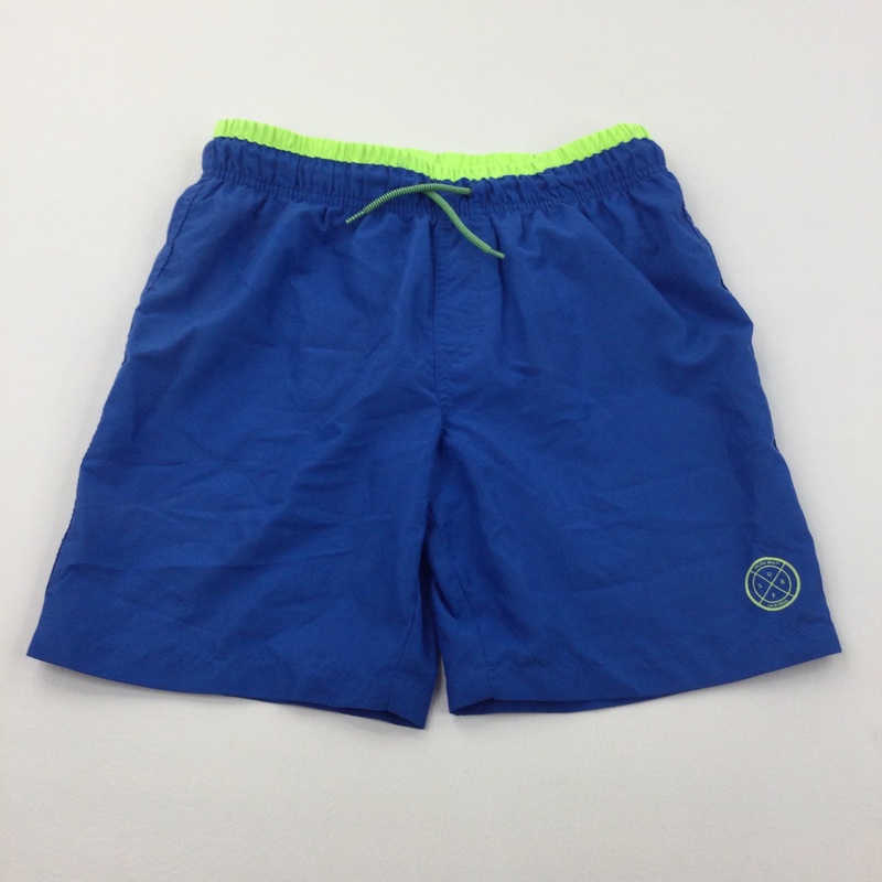 'Pacific Beach Surf' Lime Green & Blue Swimming Shorts/Sports Shorts - Boys 12-13 Years