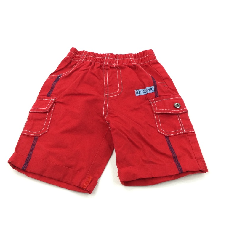 Red Cotton Cargo Shorts - Boys 6 Months