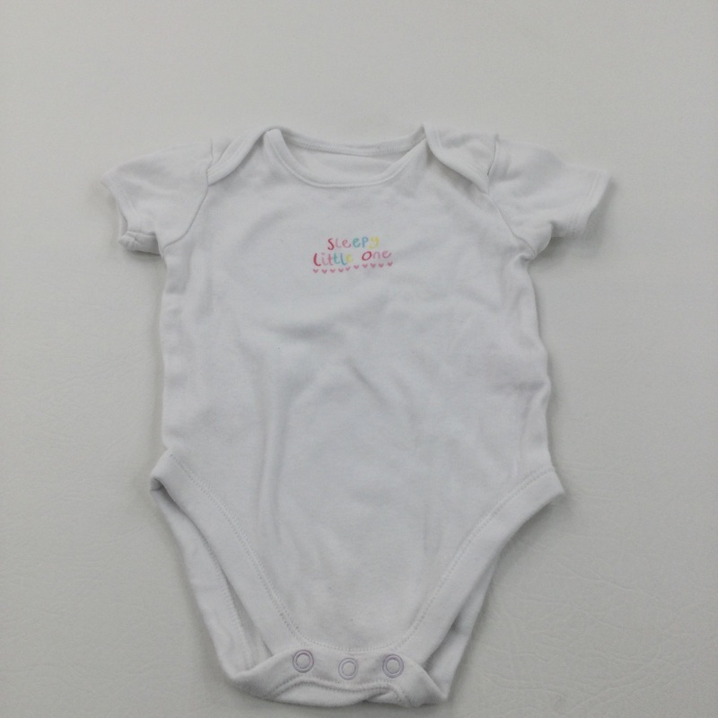 'Sleepy Little One' White Short Sleeve Bodysuit - Girls 9-12 Months
