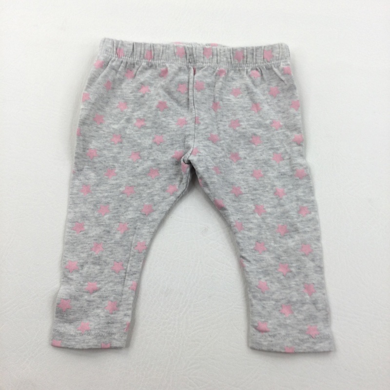 Stars Pink & Grey Leggings - Girls 3-6 Months