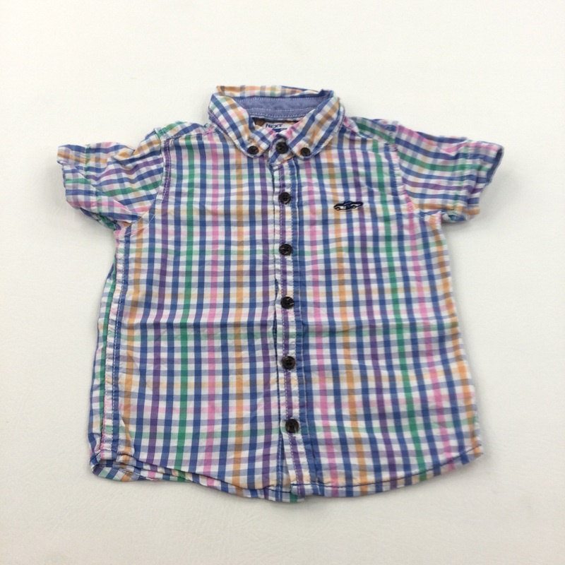 Pink, Blue, White & Yellow Checked Cotton Shirt - Boys 9-12 Months