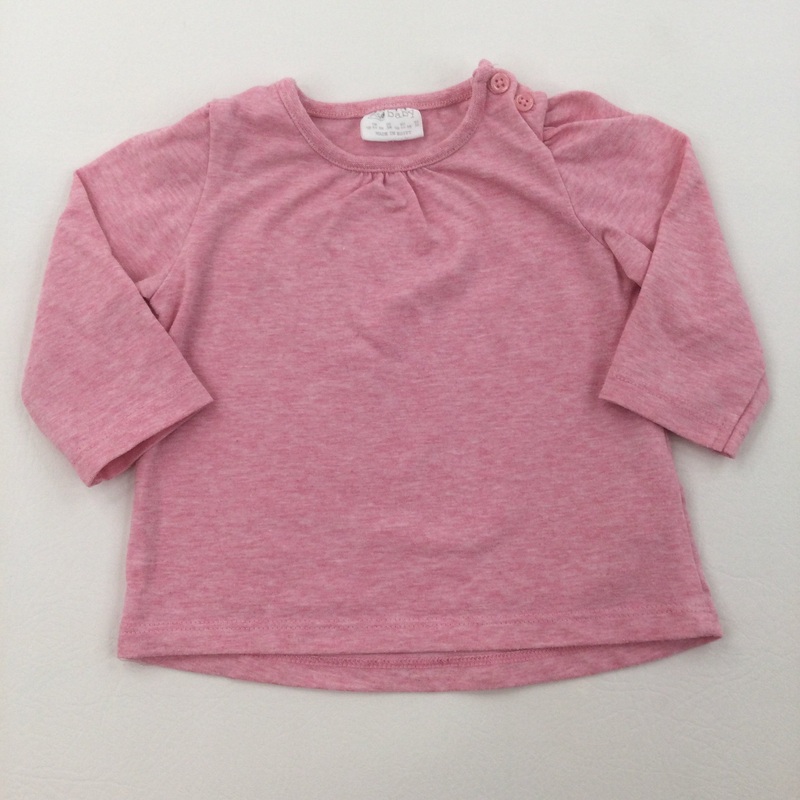 Pink Marl Long Sleeve Top - Girls 0-3 Months