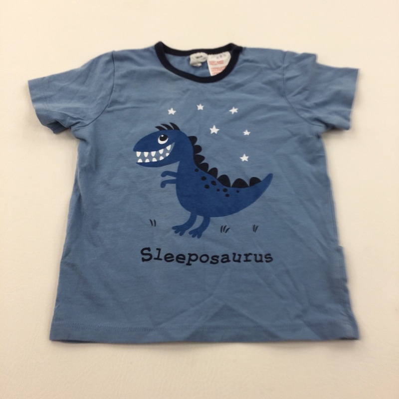 'Sleeposaurus' Blue Short Pyjama Top - Boys 6-9 Months