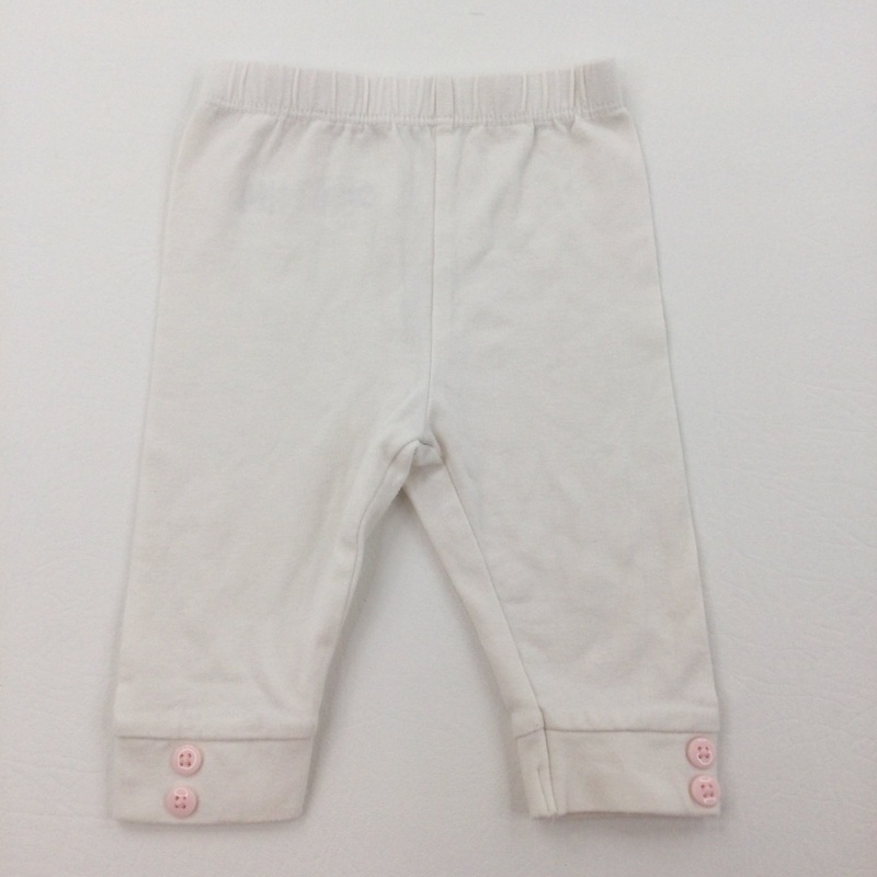 White Button Detail Leggings - Girls 0-3 Months