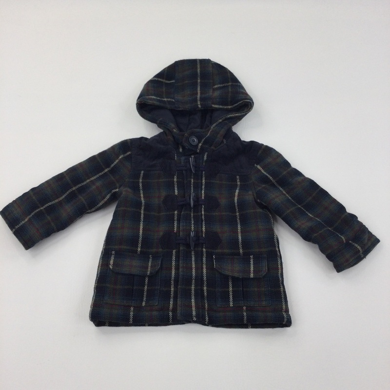 Blue, Green and Red Check Duffle Coat - Boys 9-12 Months